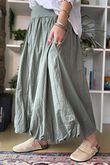 Paloma Bubble Hem Midi Skirt Soft Khaki 